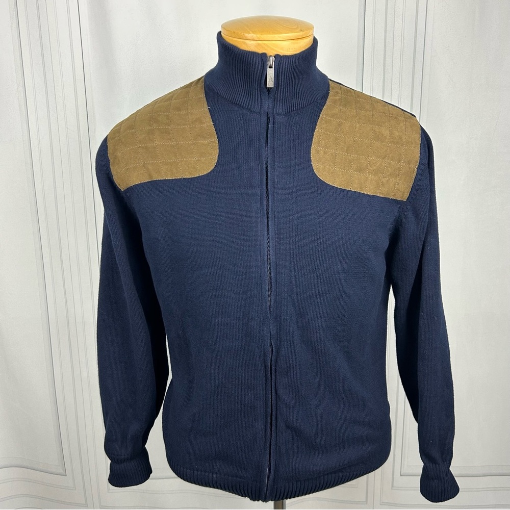 Polo Ralph Lauren Blue Cardigan with Brown Accents